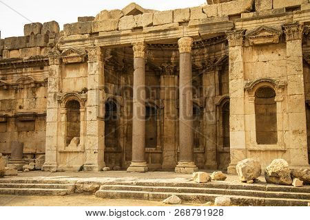Roman Ruins Of Ancient Heliopolis. Baalbek, Bekaa Valley, Lebanon.