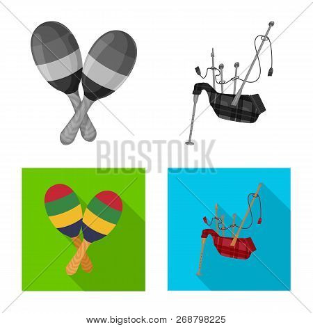 Vector Illustration Of Music And Tune Symbol. Set Of Music And Tool Vector Icon For Stock.