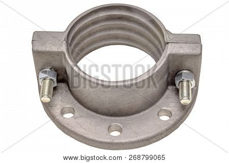 Aluminium Flange Isolate On White. Aluminium Casting Flanges, Oil Or Gas Industry.