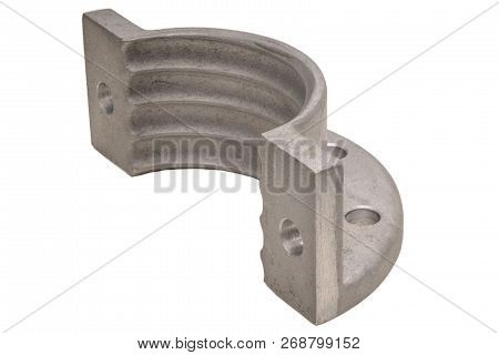Aluminium Flange Isolate On White. Aluminium Casting Flanges, Oil Or Gas Industry.