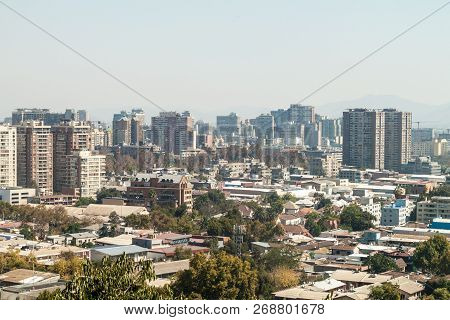 Santiago, Chile - March 28, 2015: Aerial View Of Santiago De Chile.