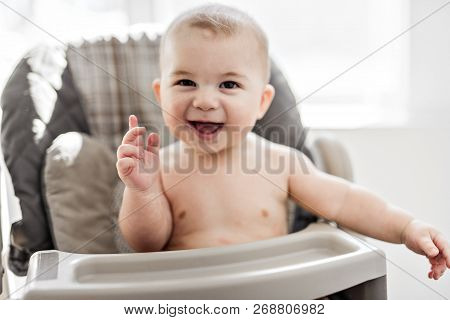 Baby Sit On His Chair Waiting For The Diner