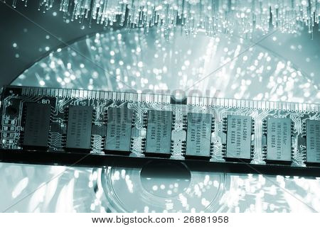 Sfondo di fibra ottica con un sacco di punti luce