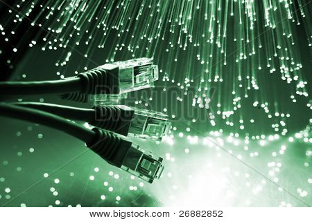 Fondo de fibra óptica con un montón de puntos de luz