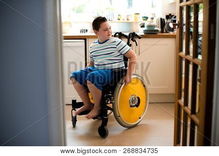 Young boy in a wheelchair
