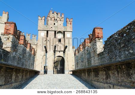 Castle Of Scaligers In Resort Town Of Sirmione, Italy