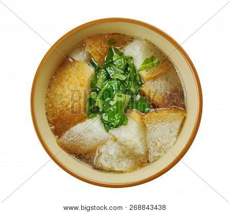 Czech Garlic Soup Cesnecka, Made In The Czech Cuisine