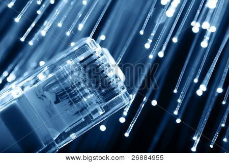 Fondo de fibra óptica con un montón de puntos de luz
