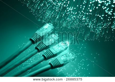 Fondo de fibra óptica con un montón de puntos de luz