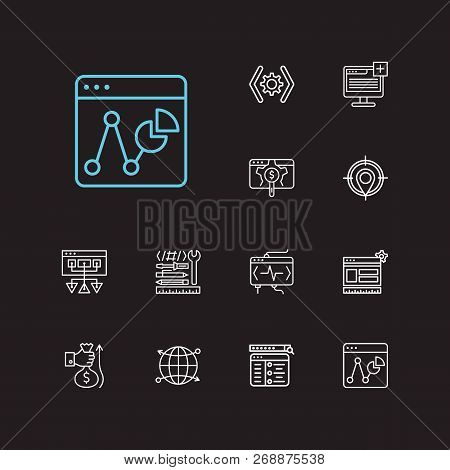 Optimization Icons Set. Website Optimization And Optimization Icons With Statistic, Sitemap And Cdn.