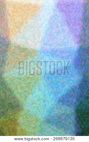 Illustration Of Abstract Blue, Green And Purple Impressionist Pointlilism Vertical Background