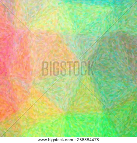 Illustration Of Abstract Green And Pink Impressionist Pointlilism Square Background