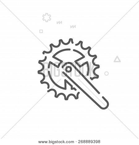Bike Chainring Vector Line Icon. Bicycle Spare Part Symbol, Pictogram, Sign. Light Abstract Geometri