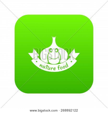 Garlic Icon Green Vector Isolated On White Background