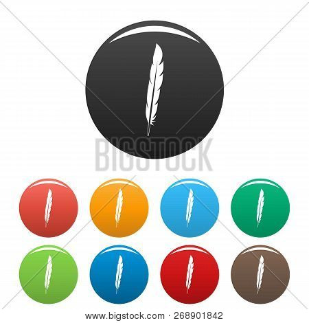 Design Feather Icons Set 9 Color Vector Isolated On White For Any Design