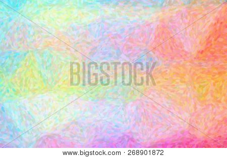Illustration Of Abstract Red, Yellow And Blue Impressionist Pointlilism Horizontal Background