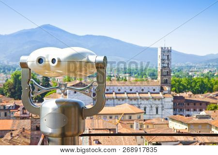 Saint Martin Church Seen From Guinigi Tower With Binocular On Foregound