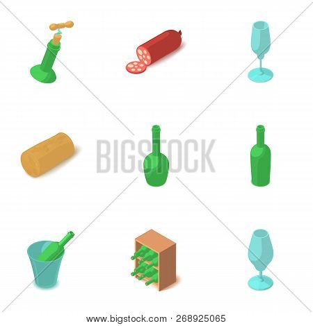 Shtof Icons Set. Isometric Set Of 9 Shtof Vector Icons For Web Isolated On White Background