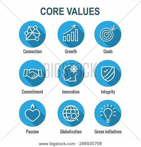 Core Values Outline Or Line Icon Conveying Integrity & Purpose