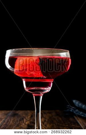 Boulevardier Cocktail With Lemon Peel.