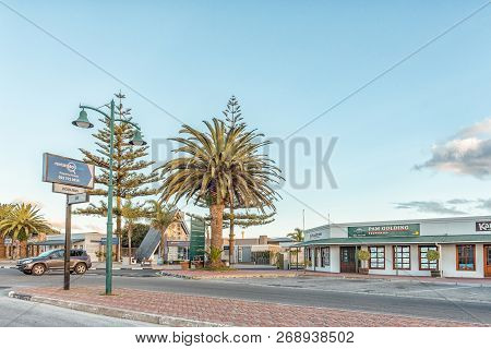 Langebaan, South Africa, August 20, 2018: A Street Scene, With Businesses And A Vehicle, In Langebaa