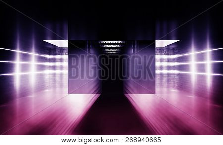 Background Of An Empty Room With  Walls And Concrete Floor. Empt