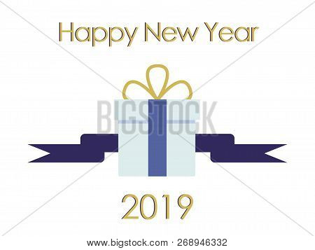 New Year Typographical Cretaive Background 2019 . Vector Illustration Blue Version