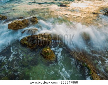 Piso Livadi beach on Paros Greece island at sunrise