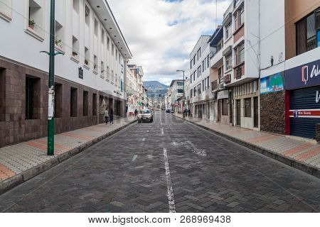 Ibarra, Ecuador - June 28, 2015: Street In The Center Of Ibarra Town Called White City , Ecuador