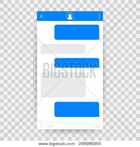 Chat Interface Application With Dialogue Window. Clean Mobile Ui Design Concept. Sms Messenger. Vect