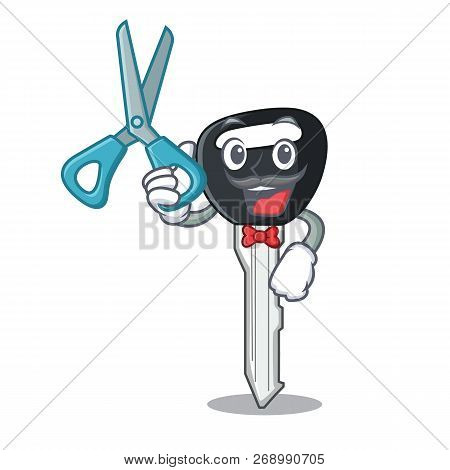 Barber Car Keys Cartoon Isolatedon On Shape