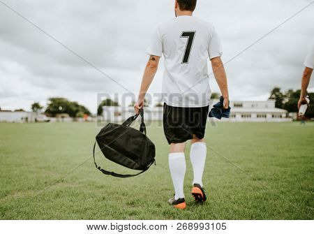 Football player ready for practice