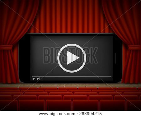 Online Cinema Poster Template Vector Realistic Illustration