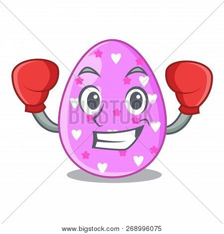 Boxing Easter Egg Cartoon Clipping On Path