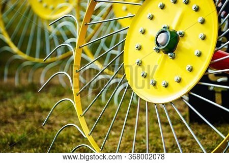 Tractor With Rotary Rake, Agriculture Machine