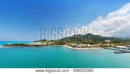 Amber Cove, Puerto Plata, Dominican Republic - March 26, 2019: Tropical Resort With Pier For Cruise 