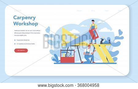 Woodworker Or Carpenter Concept Web Banner Or Landing Page.