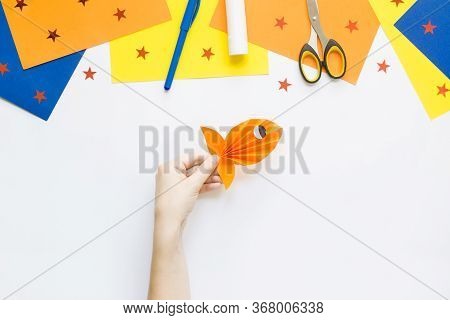 How Easy To Make Paper Adorable Fun Toy Fish With Children At Home. Step By Step Instructions. Hands