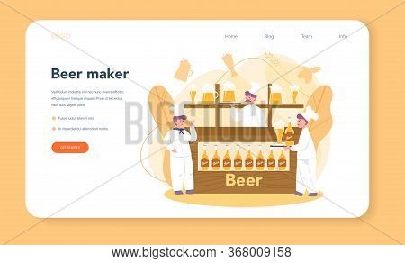 Brewery Web Banner Or Landing Page . Craft Beer Production,