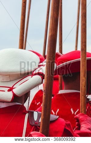 Traditional Parade On Swiss National Day In Vevey. National Holiday Of Switzerland, Set On 1st Augus