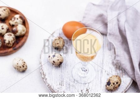 Glass Of Egg Liquor And Quail Eggs