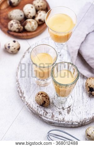 Glass Of Egg Liquor And Quail Eggs
