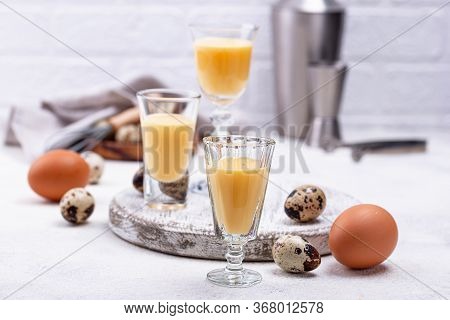 Glass Of Egg Liquor And Quail Eggs
