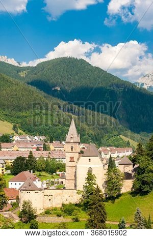 Old town Eisenerz near iron mine Erzberk, Styria, Austria