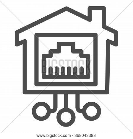Internet Socket In Smart House Line Icon, Smart Home Concept, Technology Sign On White Background, B