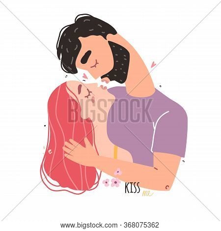 Romantic Couple In Love Kissing. World Kissing Day