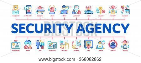 Security Agency Property Protect Minimal Infographic Web Banner Vector. Security Agency Service Vide