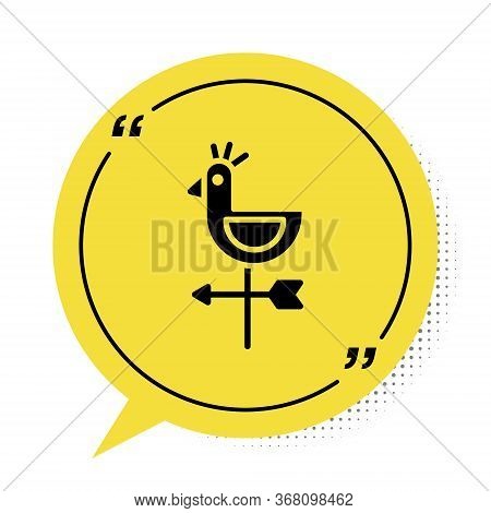 Black Rooster Weather Vane Icon Isolated On White Background. Weathercock Sign. Windvane Rooster. Ye