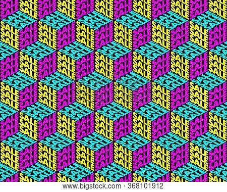 Seamless Cube Sale Pattern. Vector Geometric Illustration