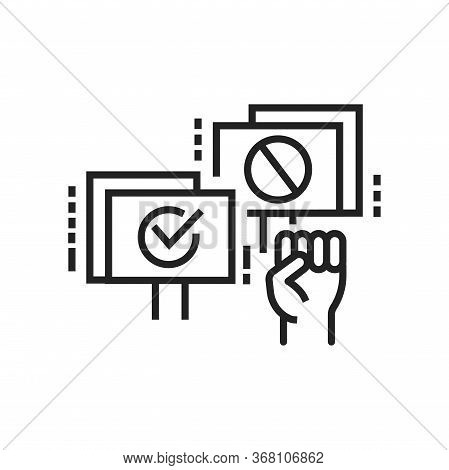 Boycott Line Black Icon. Disagreement Of People. Social Protest. Pictogram For Web Page, Mobile App,